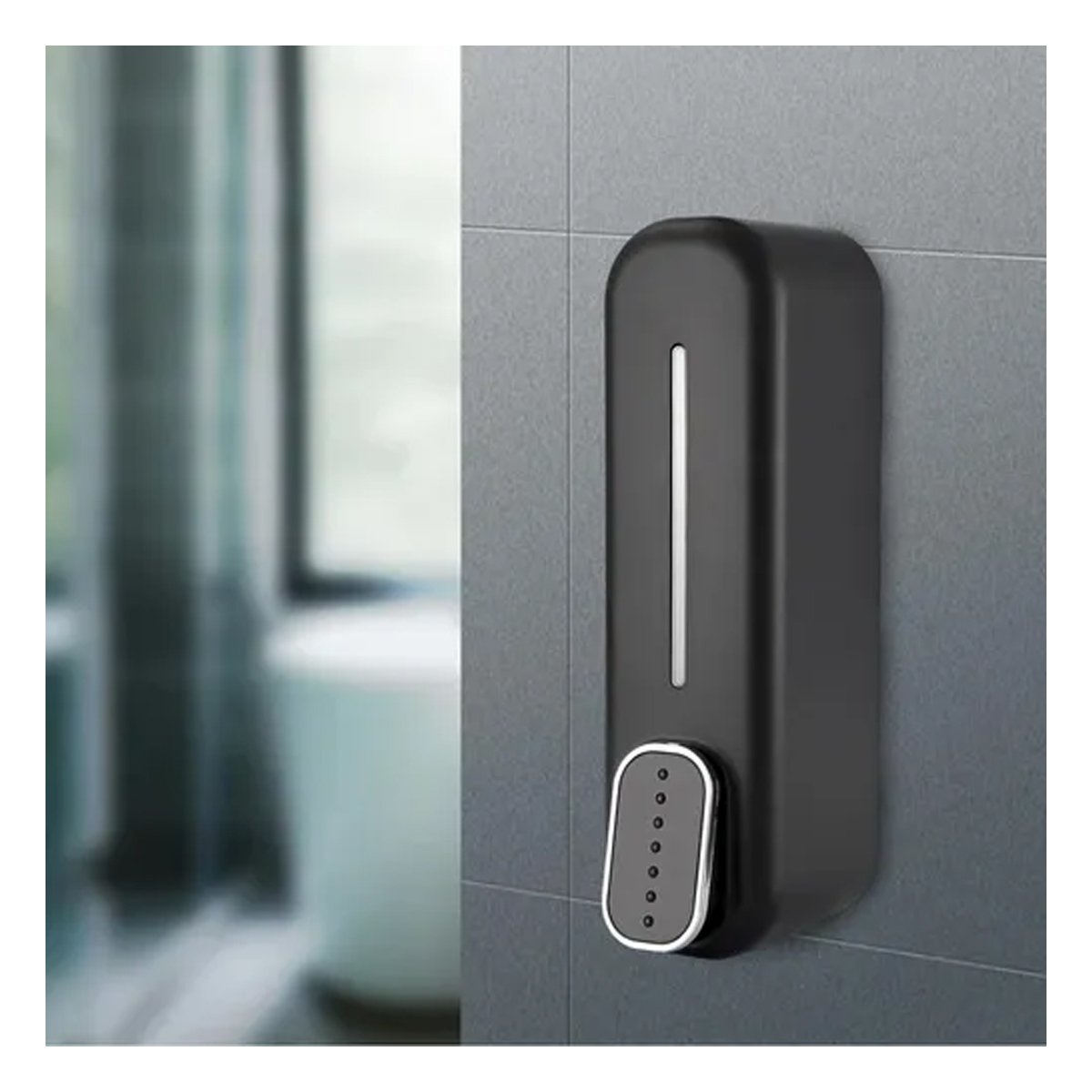 DISPENSADOR DE JABON MANUAL 300ML ESTILO MODERNO RECARGABLE NEGRO PLUS Y+REGALO STICKER - 2
