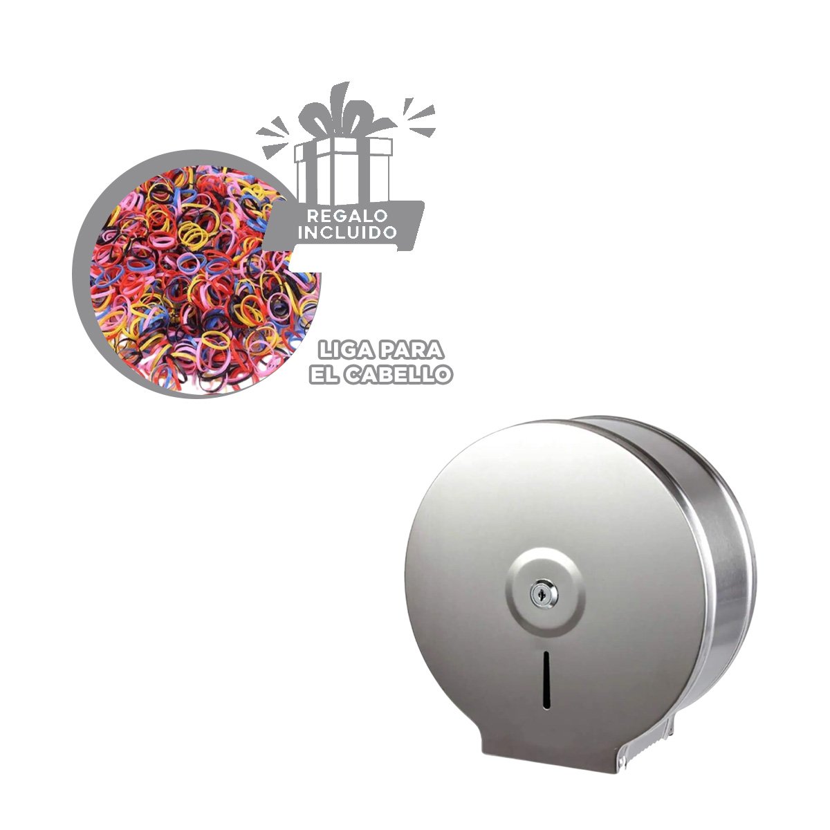 DISPENSADOR JUMBO DE PAPEL HIGIENICO DISENO MODERNO COLOR PLATEADO TOP Y+LIGAS REGALO - 2