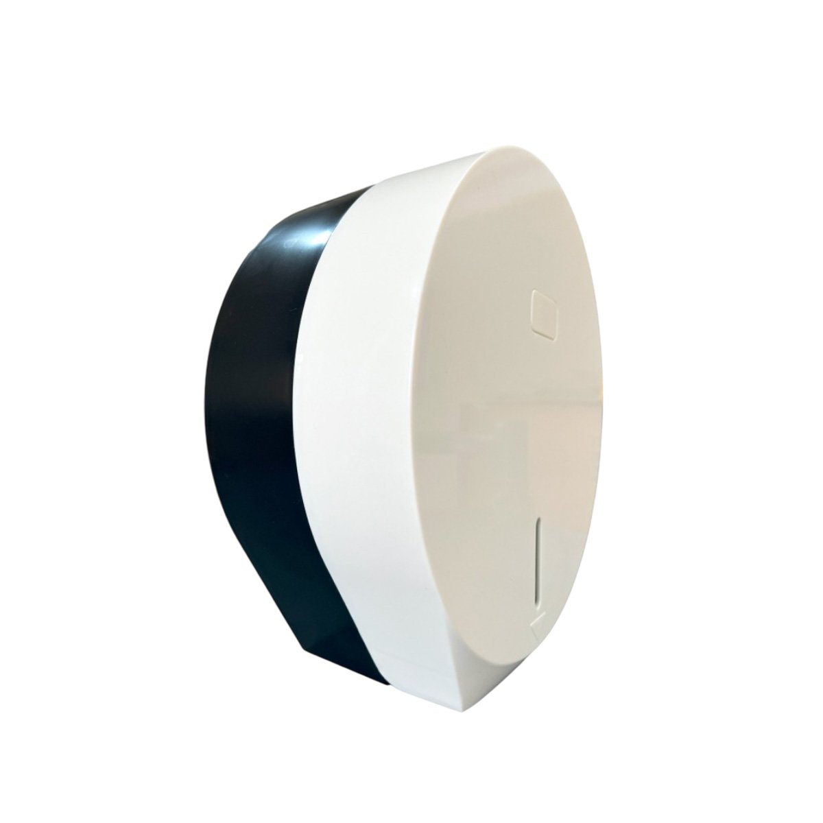 DISPENSADOR JUMBO DE PAPEL HIGIENICO MODELO GOTA RECARGABLE BLANCO PLUS Y+REGALO STICKER - 1