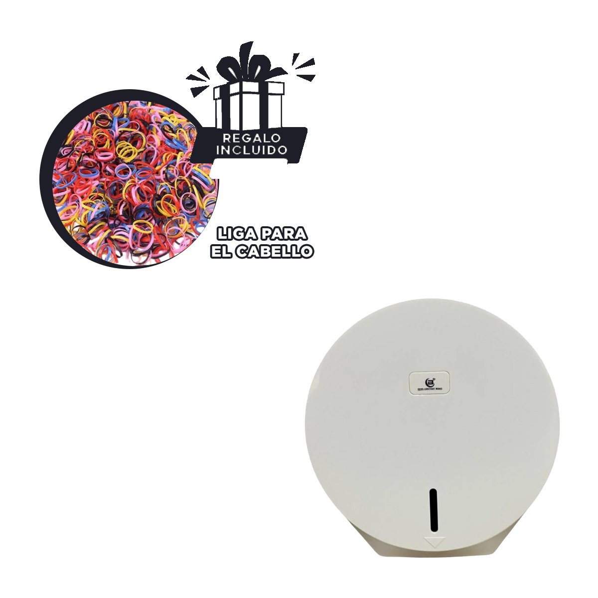 DISPENSADOR JUMBO DE PAPEL HIGIENICO ESTILO GOTA RESISTENTE BLANCO HOGAR Y+LIGAS REGALO - 2