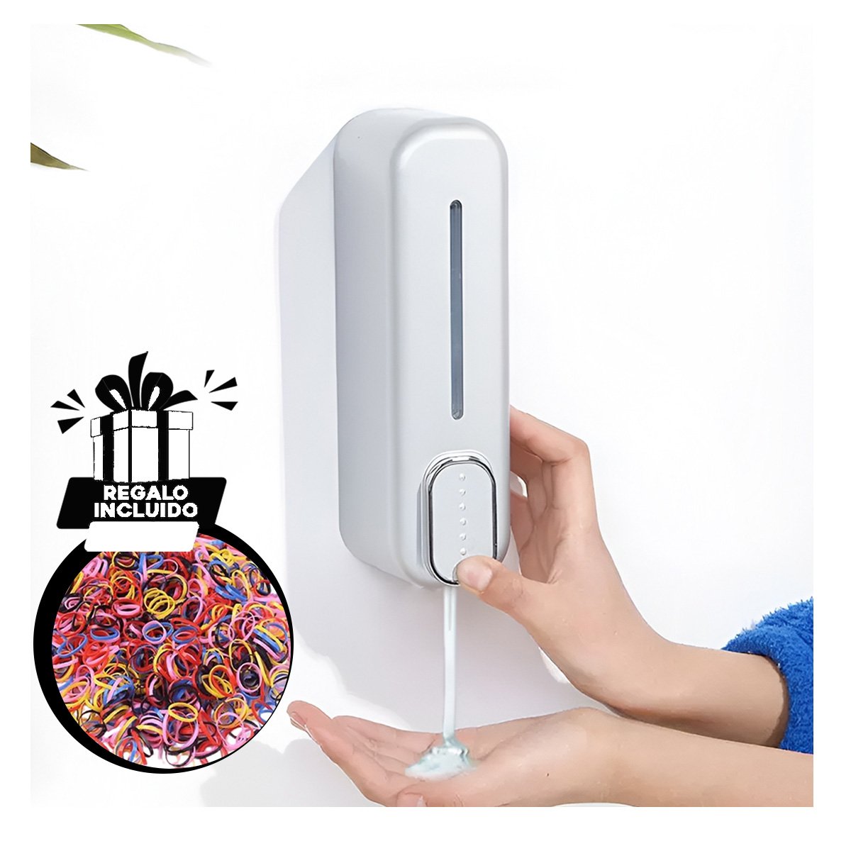 DISPENSADOR DE JABON MANUAL 300ML USO DIARIO PRACTICO COLOR BLANCO Y+LIGAS REGALO - 2