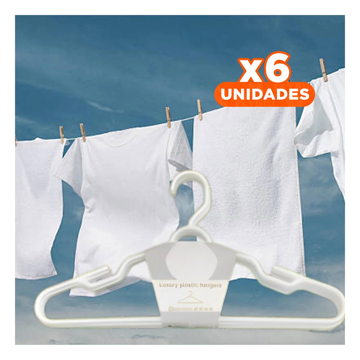 PACK6 GANCHO DE ROPA BLANCO DE PLASTICO CON FORMA CIRCULAR CENTRAL DE 4 PIEZAS - 1