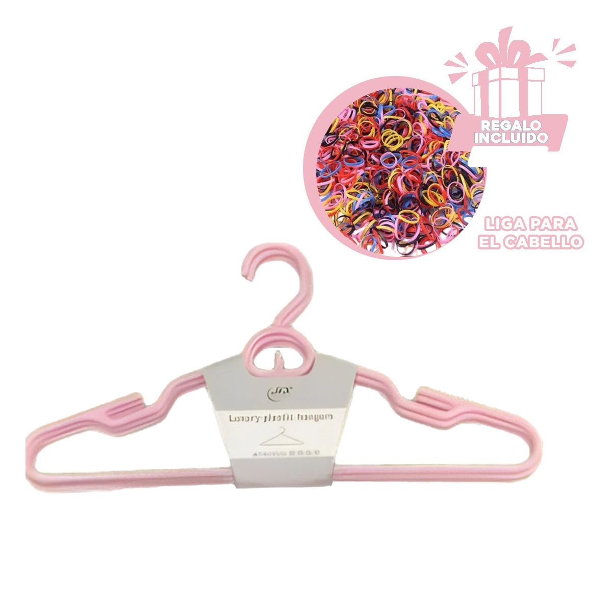 SOPORTE DE ROPA DE PLASTICO ROSADO CIRCULO EN MEDIO DE 4 PIEZAS USO DIARIO Y+LIGAS REGALO - 2