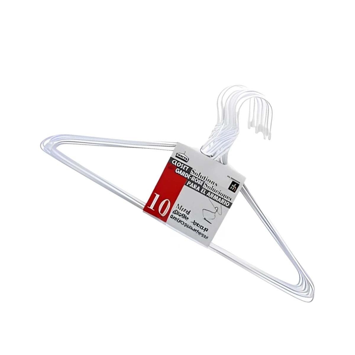 PERCHA DE ALAMBRE BLANCO CON 10 PIEZAS 21X40CM PARA ORGANIZAR ROPA Y+REGALO STICKER - 1