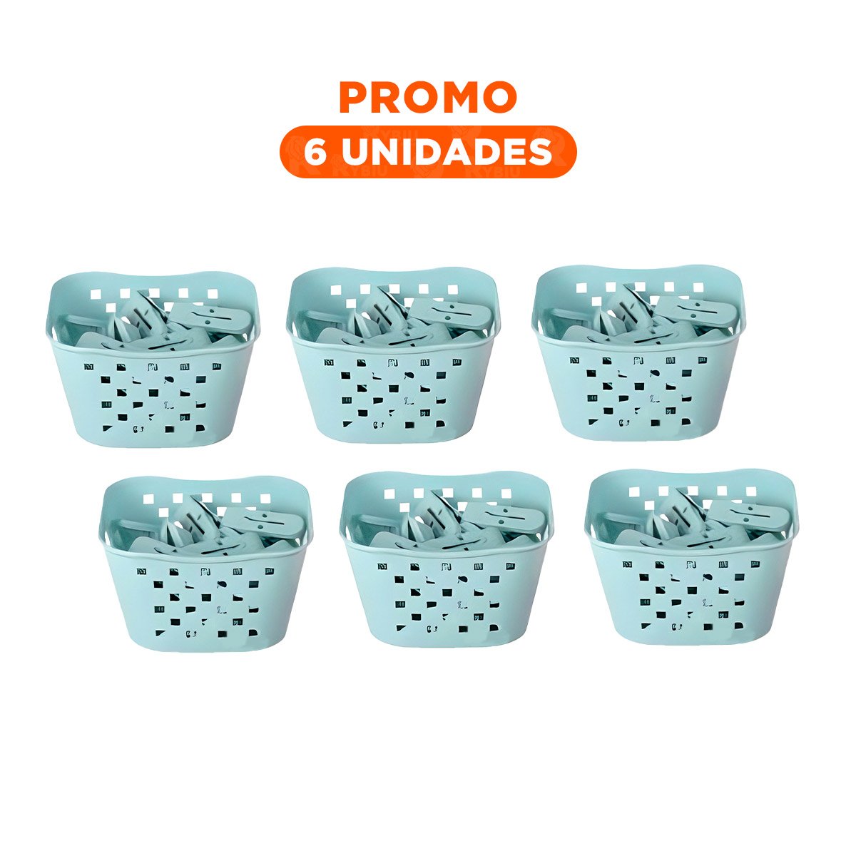 PACK6 ACCESORIO CUADRADO CON GANCHOS VERDE CLARO PARA LAVAR ROPA Y+REGALO STICKER - 1