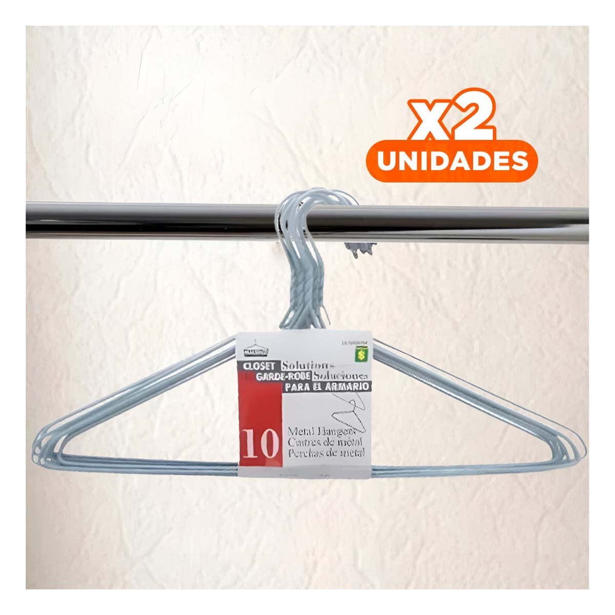 PACK2 GANCHO CLASICO DE ALAMBRE PLOMO CON 10 PIEZAS 21X40CM PARA PRENDAS Y+PAPEL REGALO - 1