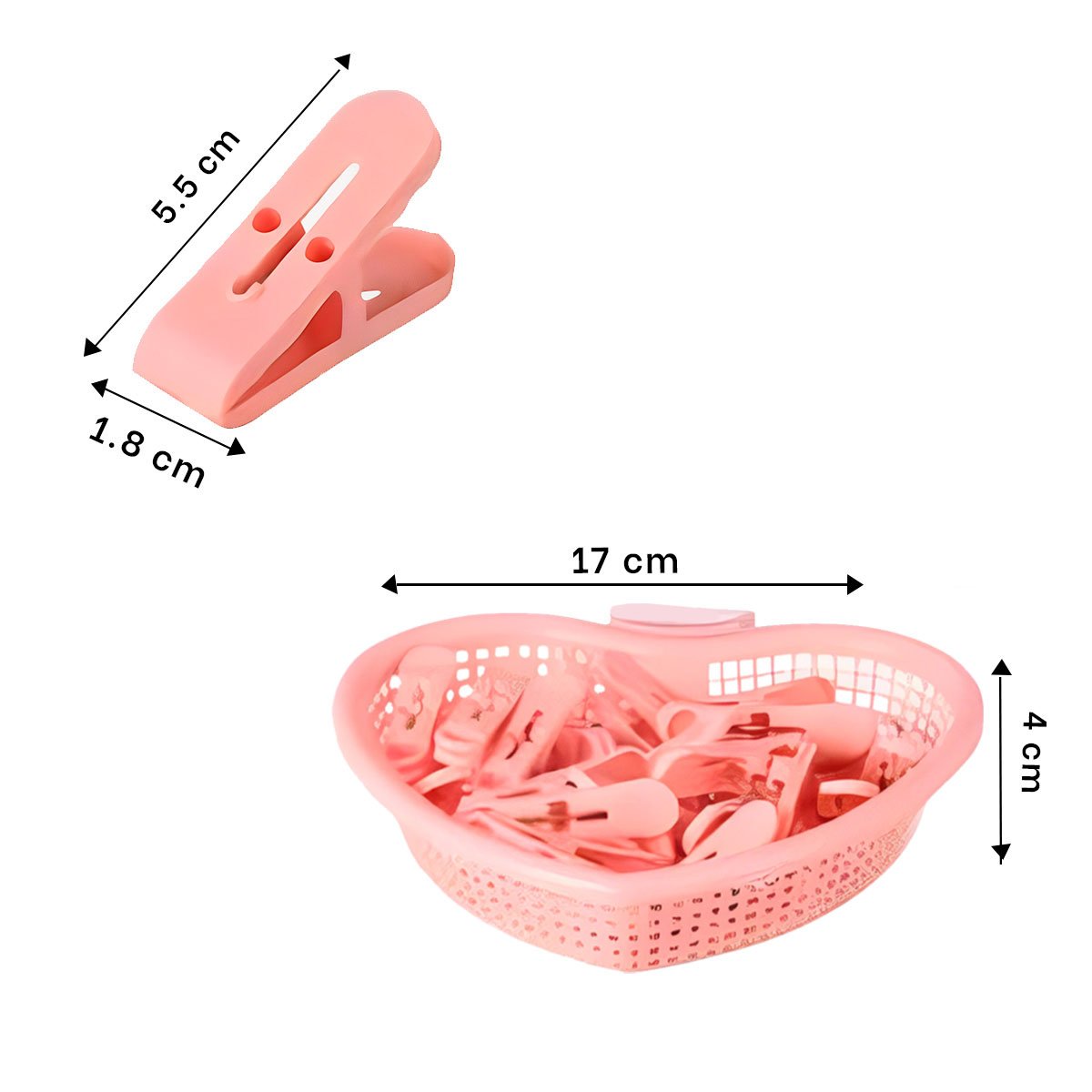 CONTENEDOR ROSADO CLARO EN FORMA DE CORAZON PARA ORGANIZAR GANCHOS DE ROPA Y+PAPEL REGALO - 4