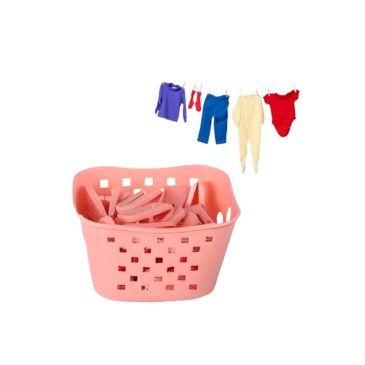PACK6 ORGANIZADOR FUNCIONAL CUADRADO CON GANCHOS PARA ROPA ROSADO CLARO Y+REGALO STICKER - 2