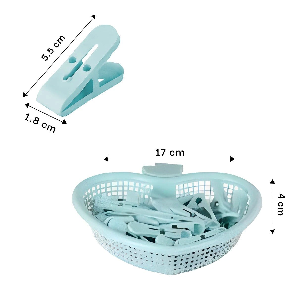 CONTENEDOR VERDE CLARO SILUETA DE CORAZON PARA GANCHOS DE ROPA Y+PAPEL REGALO - 4