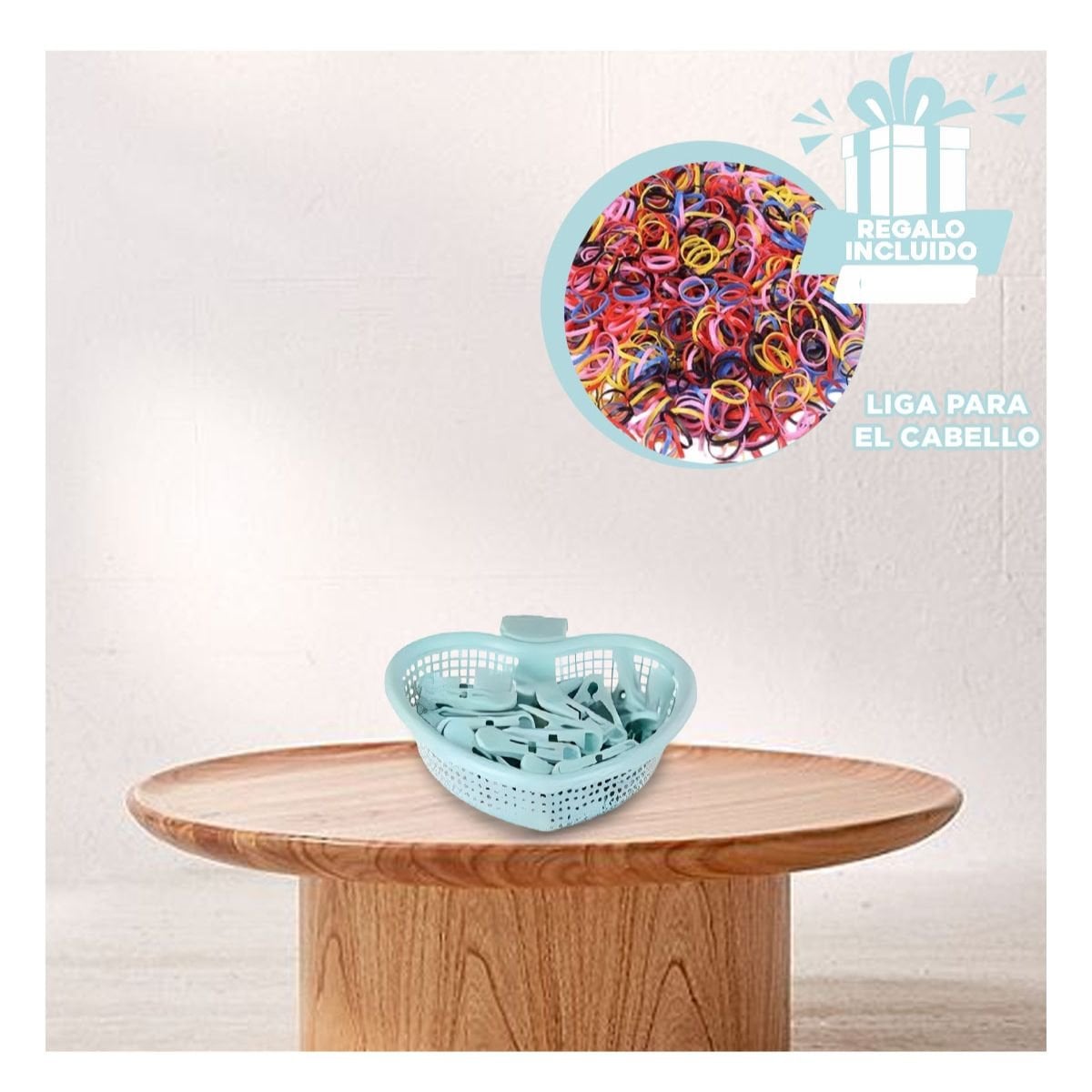 RECIPIENTE VERDE CLARO CORAZON PARA GUARDAR GANCHOS DE ROPA Y+LIGAS REGALO - 2