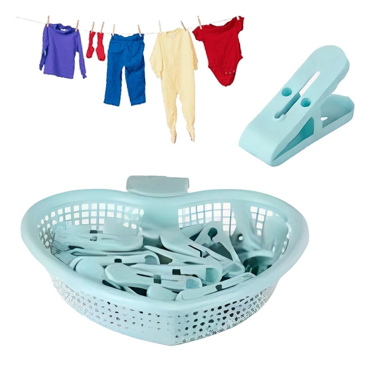RECIPIENTE VERDE CLARO CORAZON PARA GUARDAR GANCHOS DE ROPA Y+LIGAS REGALO - 5