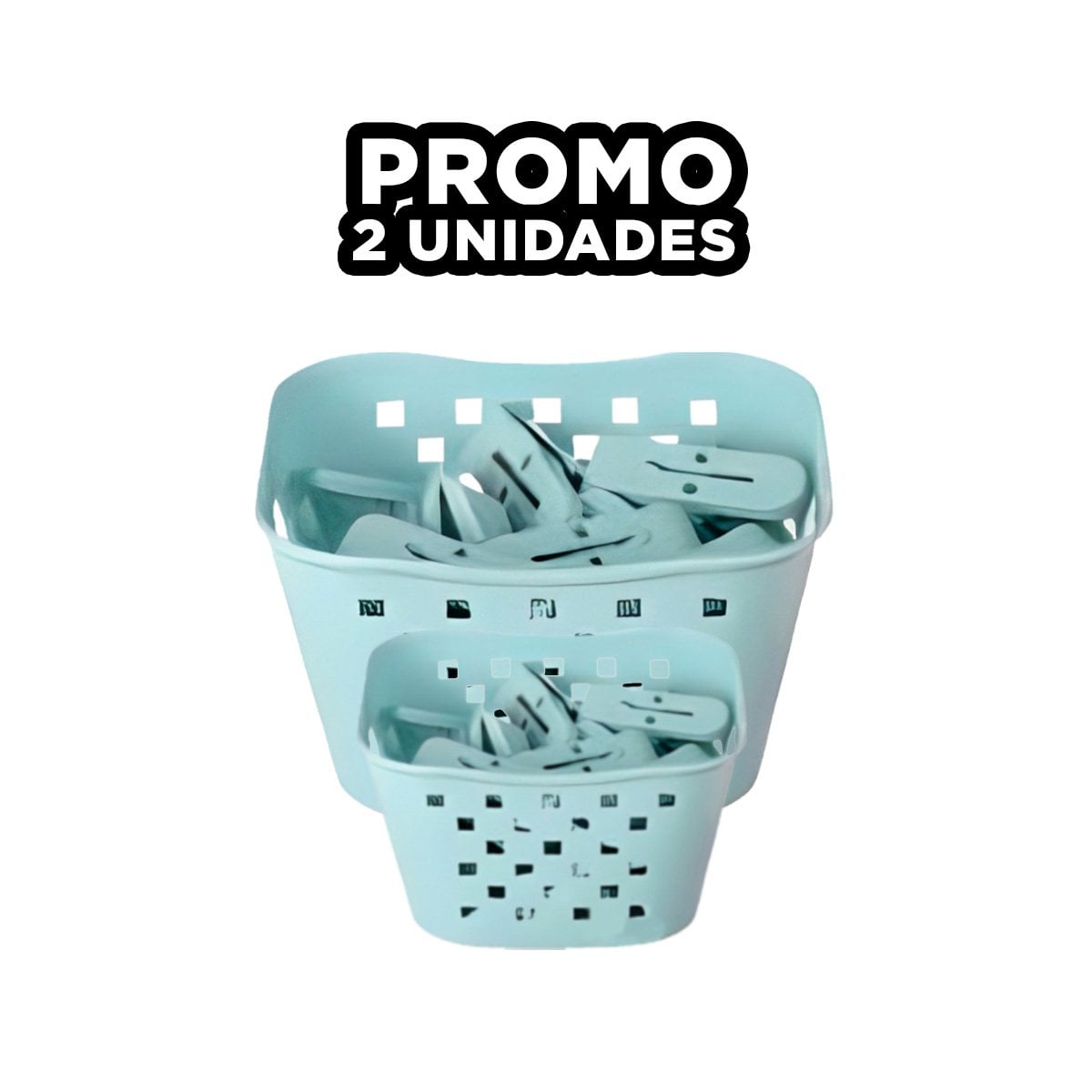 PACK2 CAJA CUADRADA CON GANCHOS PARA ROPA VERDE CLARO PARA GUARDAR PRENDAS Y+REGALO STICKER - 1