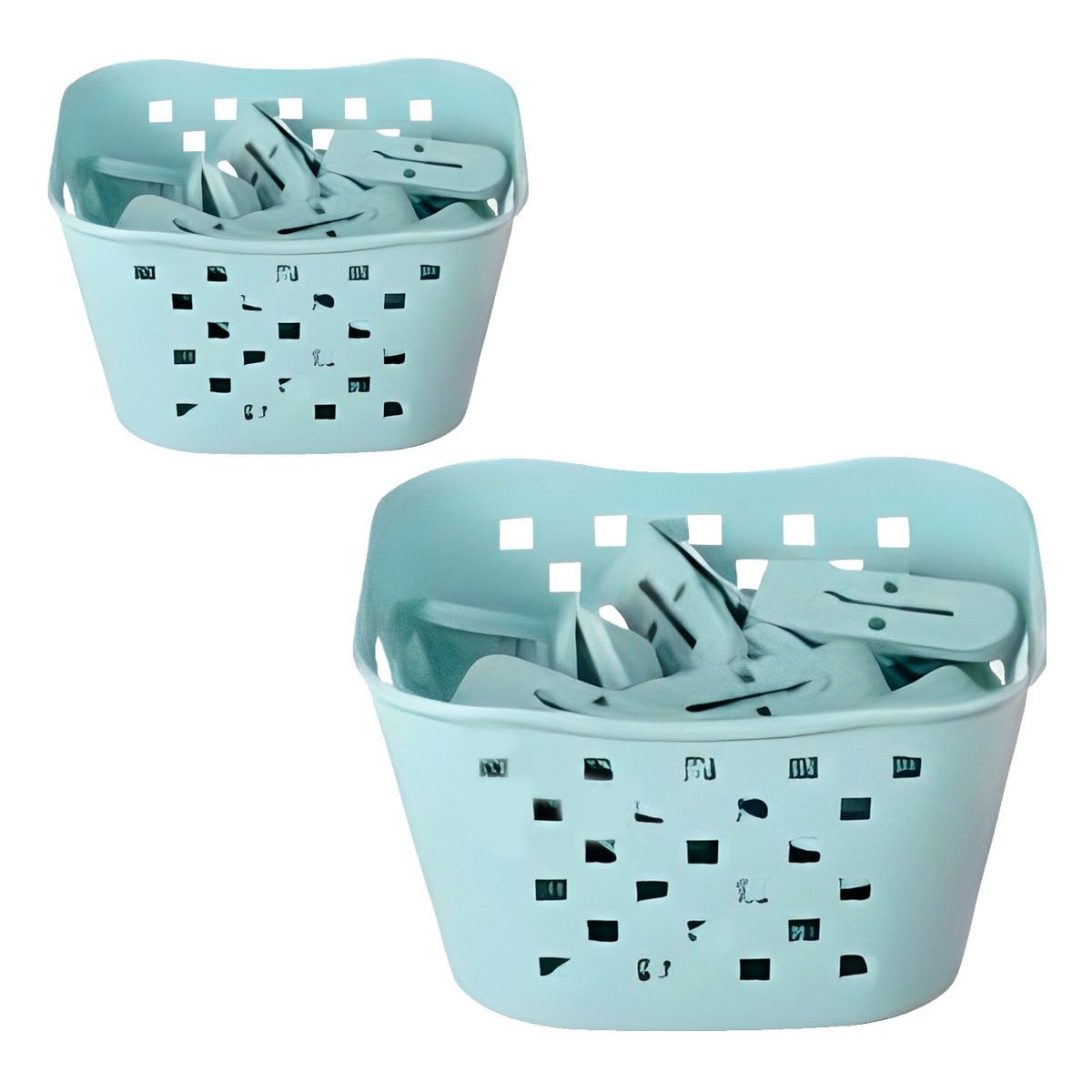 PACK2 CAJA CUADRADA CON GANCHOS PARA ROPA VERDE CLARO PARA GUARDAR PRENDAS Y+REGALO STICKER - 2