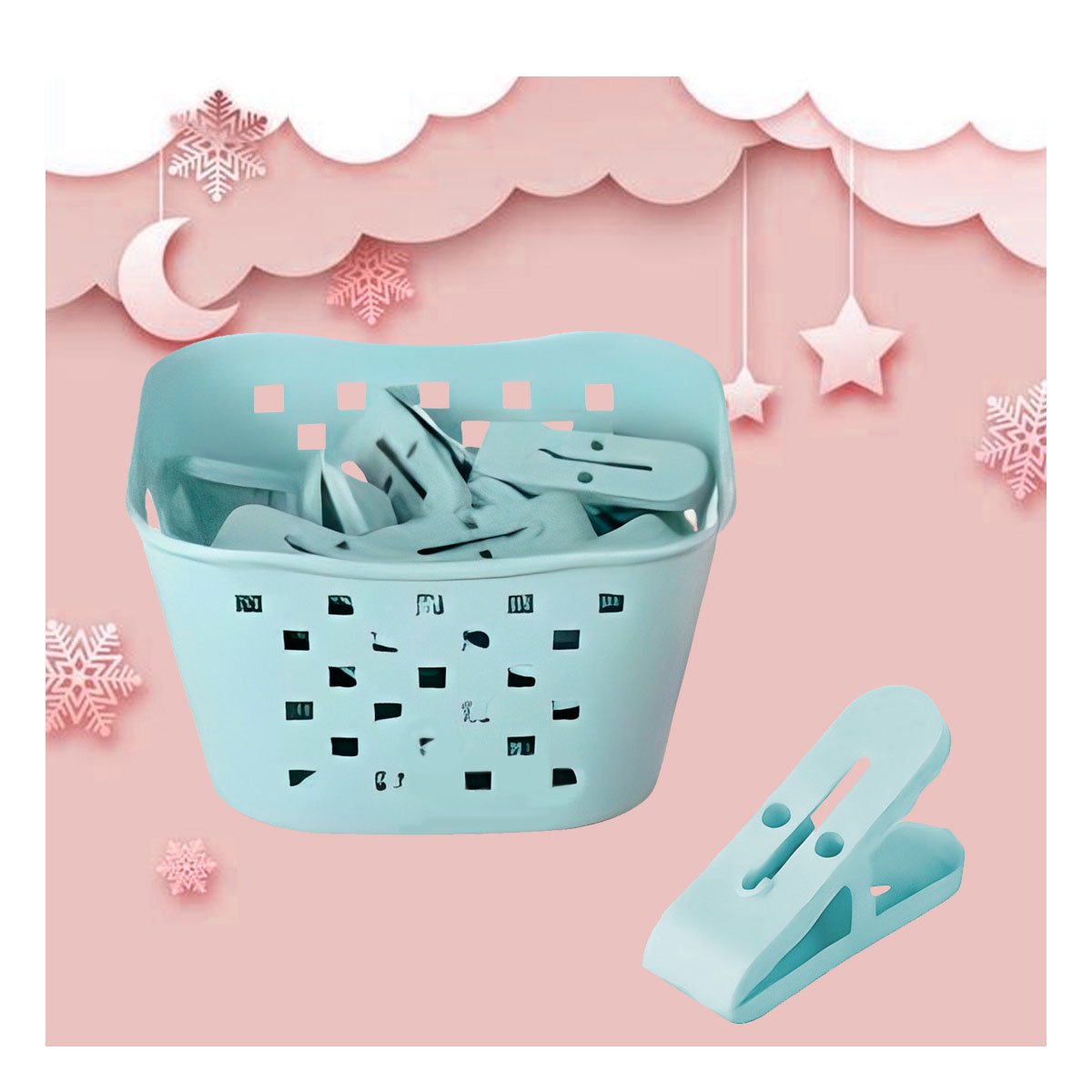 PACK2 CAJA CUADRADA CON GANCHOS PARA ROPA VERDE CLARO PARA GUARDAR PRENDAS Y+REGALO STICKER - 5