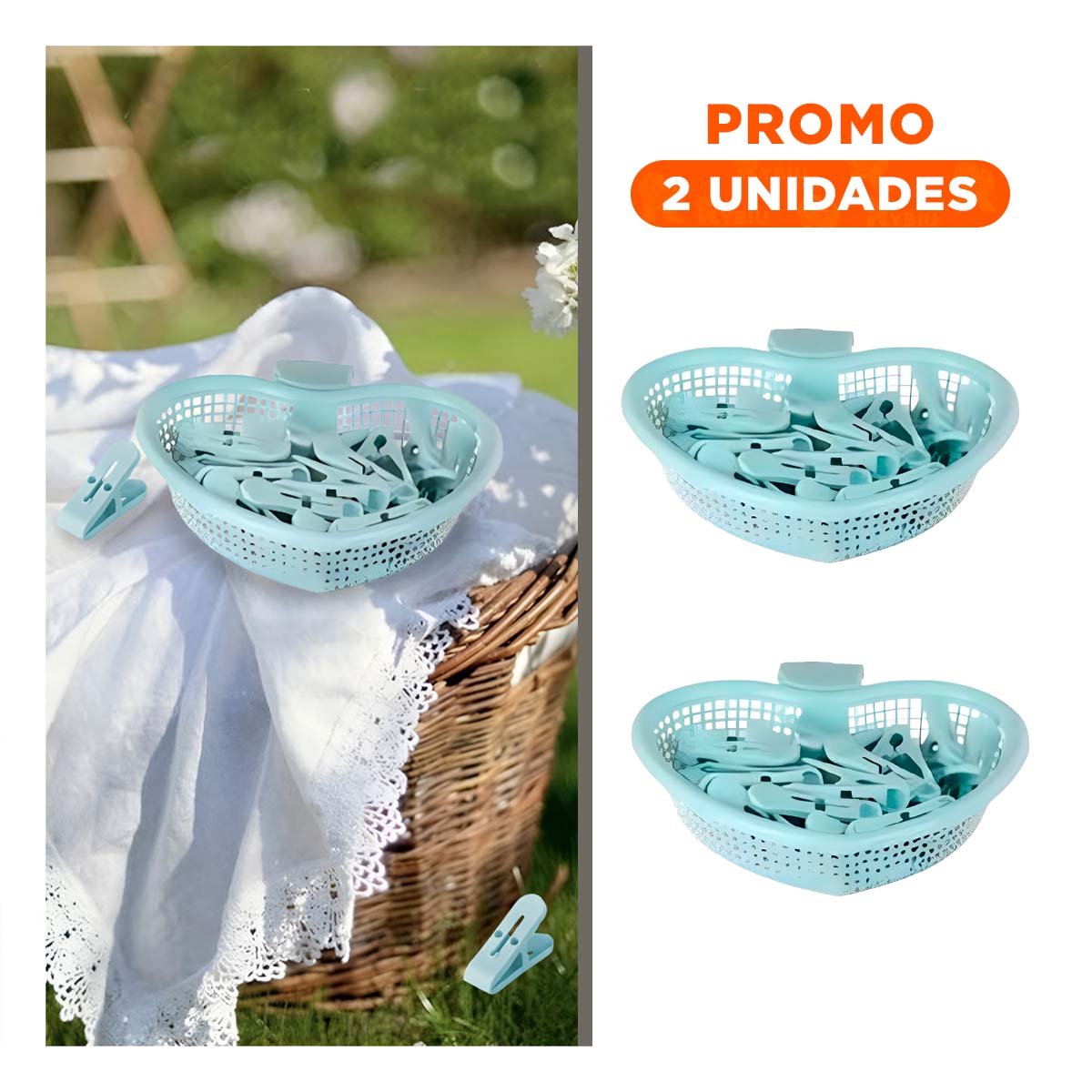 PACK2 CAJA VERDE CLARO SILUETA DE CORAZON PARA ORGANIZAR GANCHOS DE ROPA Y+REGALO STICKER - 1