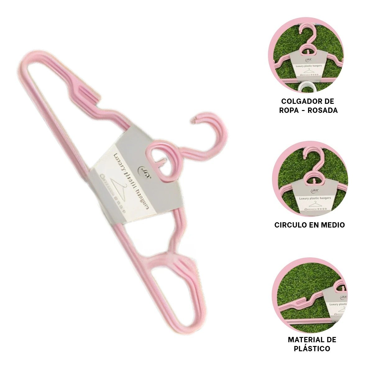 SUJETADOR DE ROPA DE PLASTICO ROSADO CIRCULO EN MEDIO DE 4 PIEZAS HOGAR Y+POST IT - 5