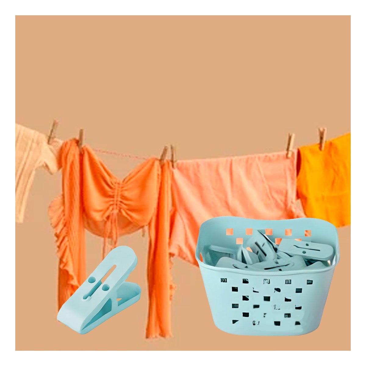 PACK6 ORGANIZADOR CUADRADO CON GANCHOS PARA ROPA VERDE CLARO PARA SECADO DE ROPA Y+PAPEL REGALO - 2