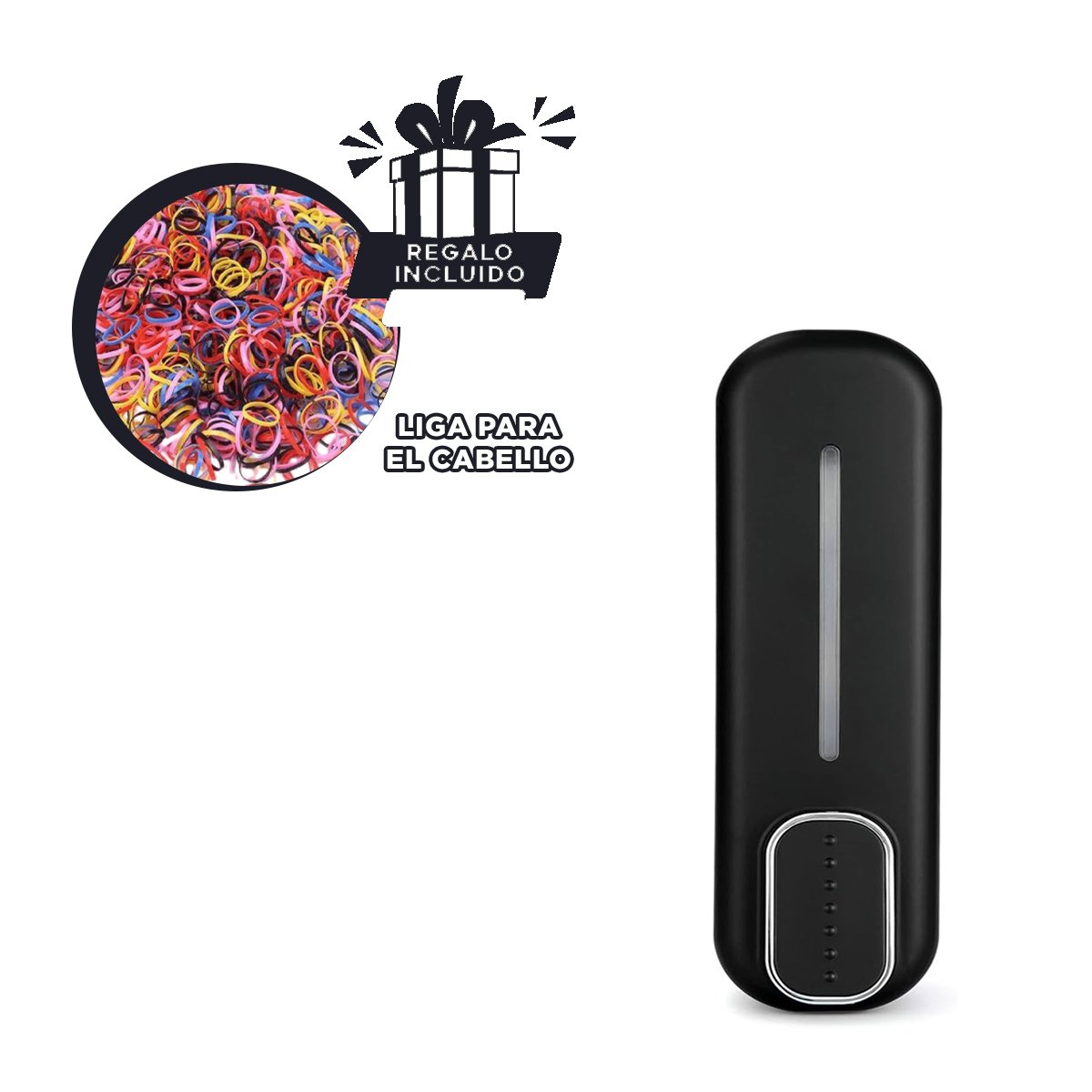 DISPENSADOR DE JABON MANUAL 300ML USO DIARIO PRACTICO COLOR NEGRO HOGAR Y+LIGAS REGALO - 2