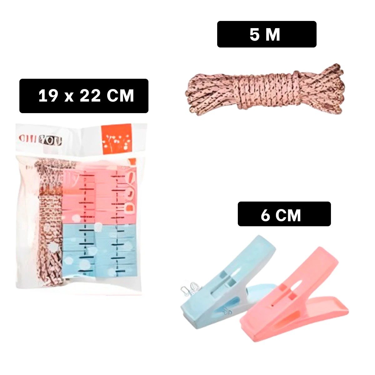 PACK4 SUJETADORES DE ROPA CUADRADOS CON CUERDA EN DOS TONOS PARA CASA Y+REGALO STICKER - 4