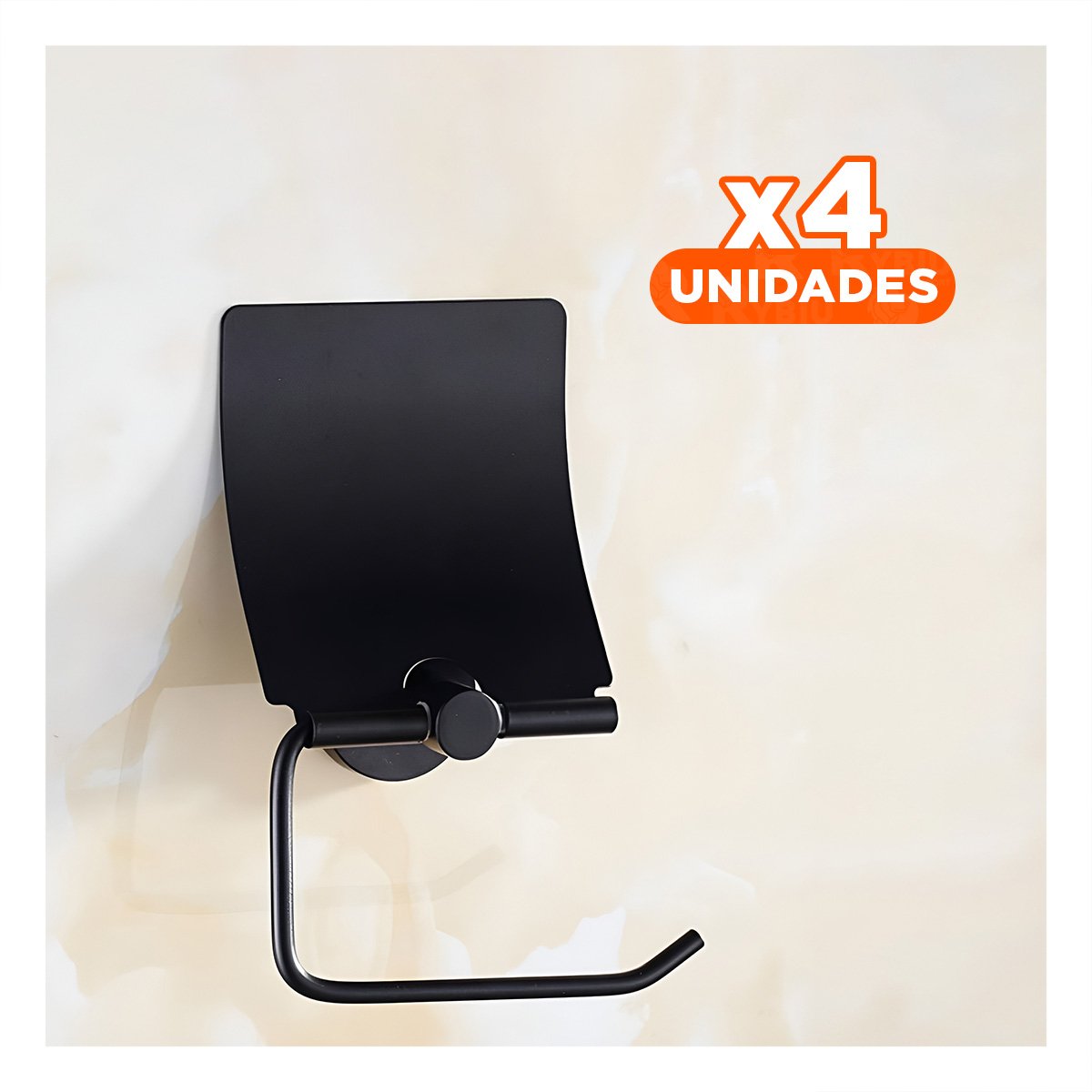 PACK4 DISPENSADOR PARA PAPEL HIGIENICO CON TAPA PARA PARED NEGRO HOGAR PLUS Y+REGALO STICKER - 1