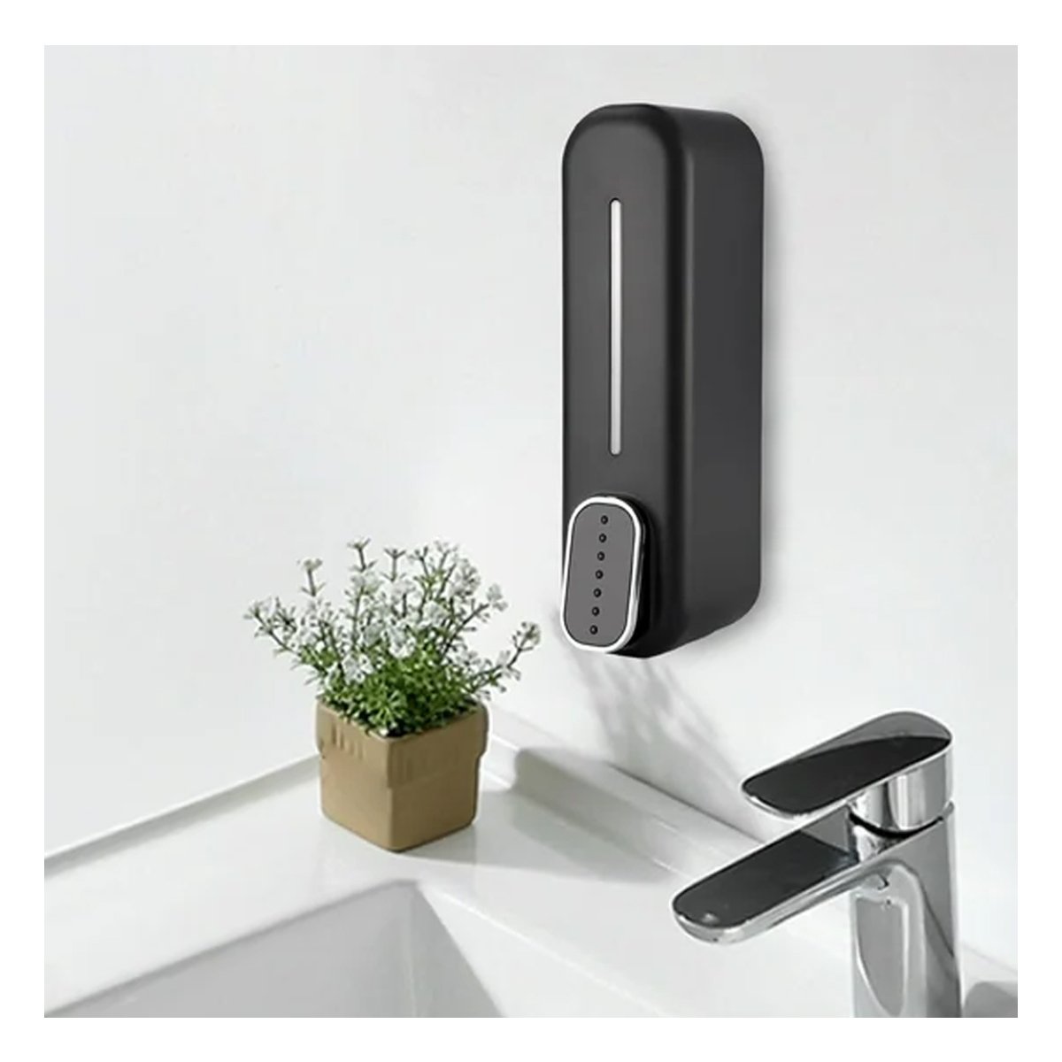 DISPENSADOR DE JABON MANUAL 300ML PLASTICO RESISTENTE COLOR NEGRO HOGAR PLUS - 1