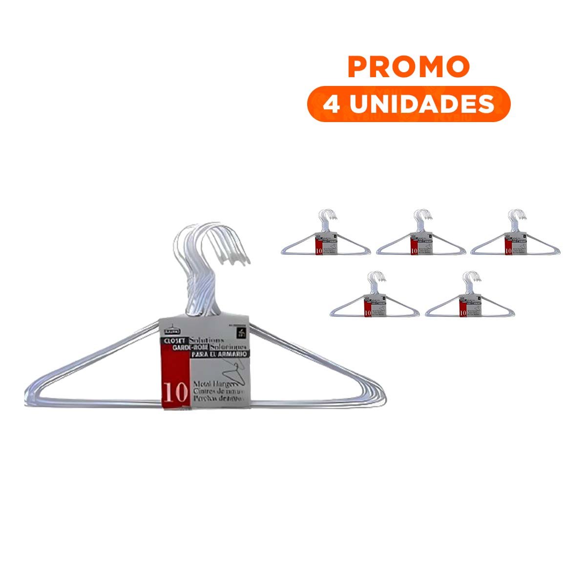 PACK4 SOPORTE FUNCIONAL DE ALAMBRE BLANCO 10 PIEZAS 21X40CM PARA HOGAR - 1