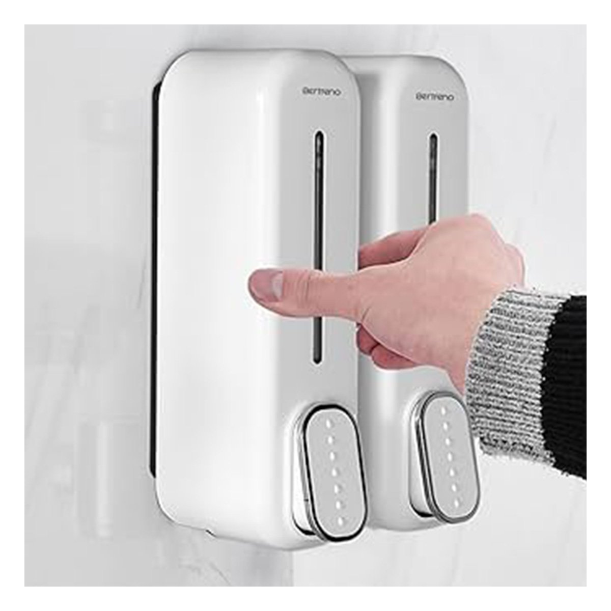 DISPENSADOR DE JABON MANUAL 300ML PLASTICO RESISTENTE COLOR BLANCO HOGAR - 3