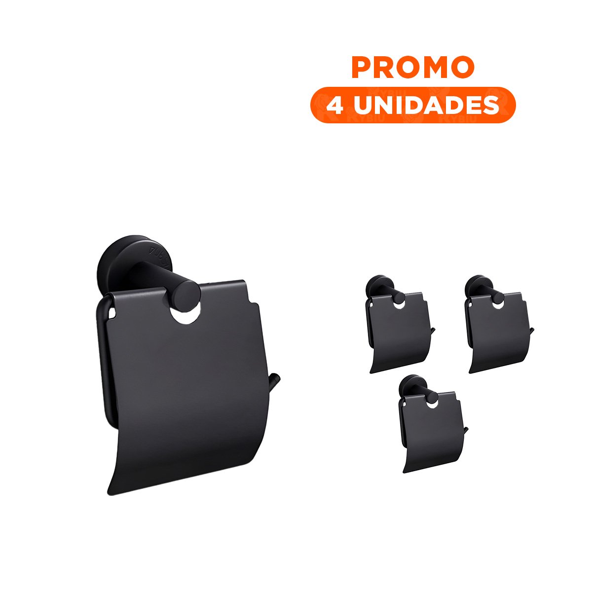 PACK4 SUJETADOR PARA PAPEL HIGIENICO CON DISENO MODERNO PARA PARED NEGRO TOP - 1