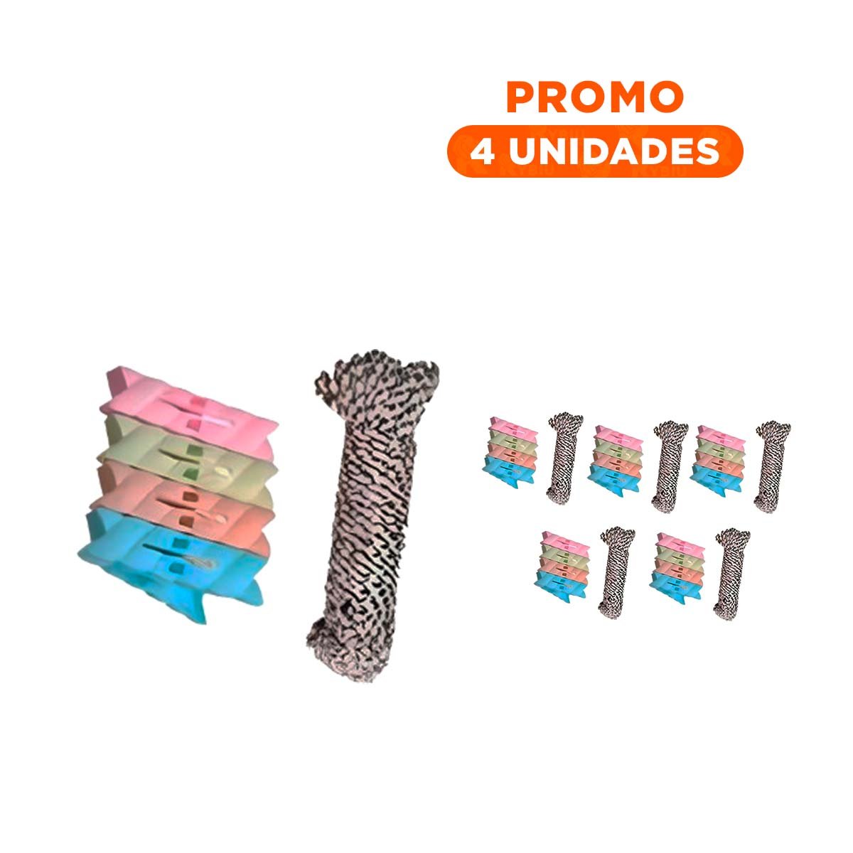 PACK4 PERCHERO DE ROPA Y CUERDA MULTICOLOR PARA CASA Y ESPACIOS PEQUEÑOS - 1