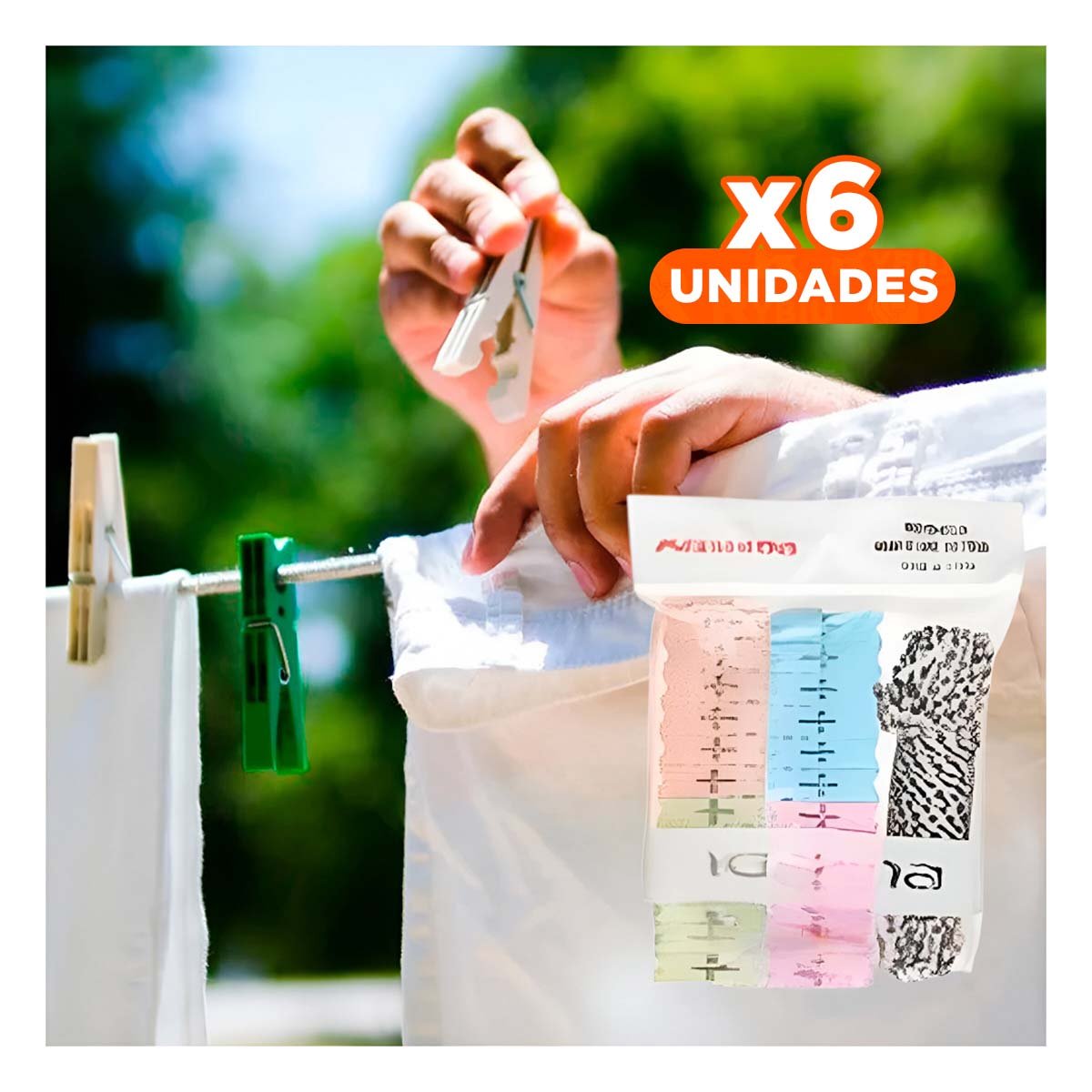 PACK6 ACCESORIO ORGANIZADOR DE ROPA Y CUERDA MULTICOLOR PARA CASA Y+PAPEL REGALO - 1