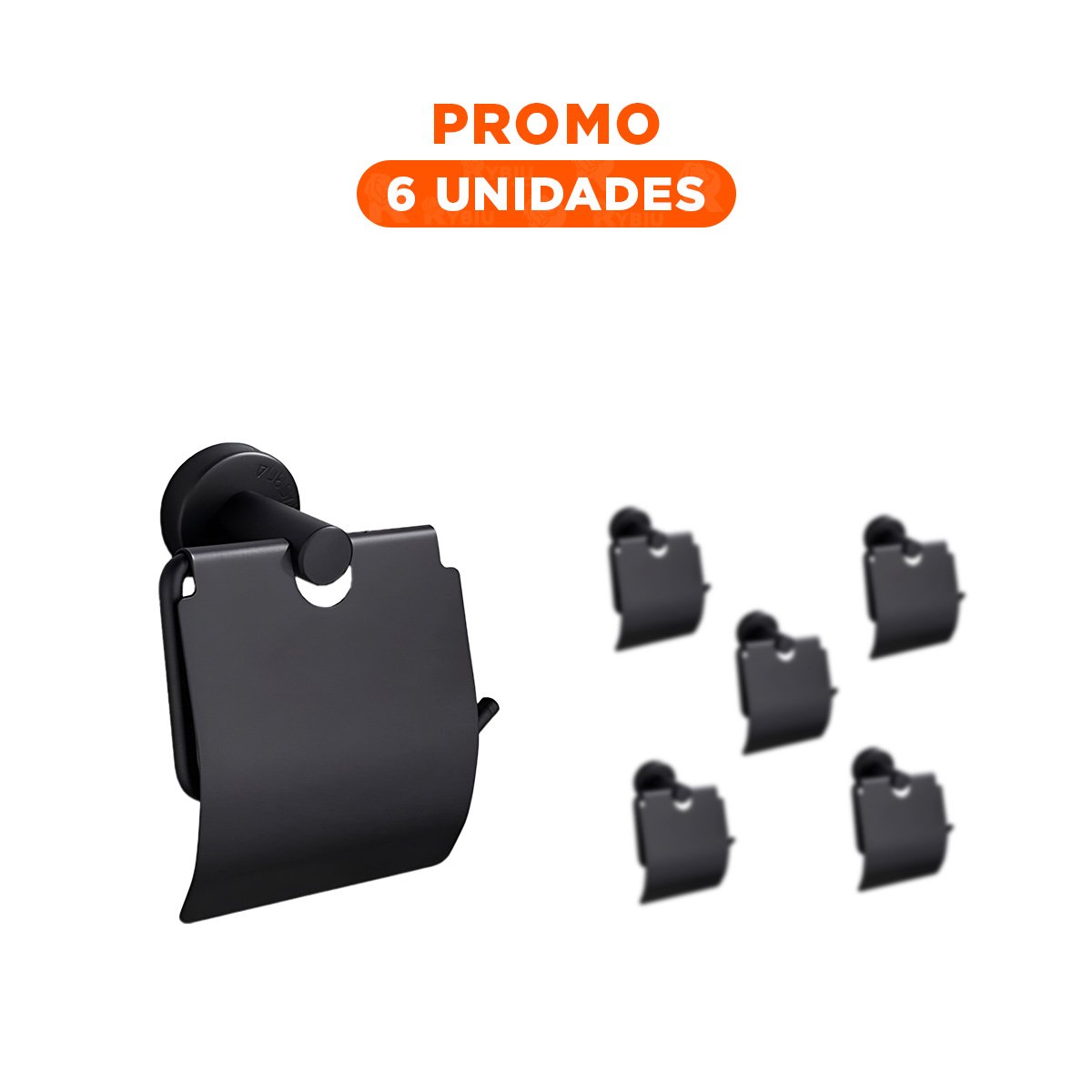 PACK6 DISPENSADOR PARA PAPEL HIGIENICO CON DISENO COMPACTO PARA PARED NEGRO Y+REGALO STICKER - 1