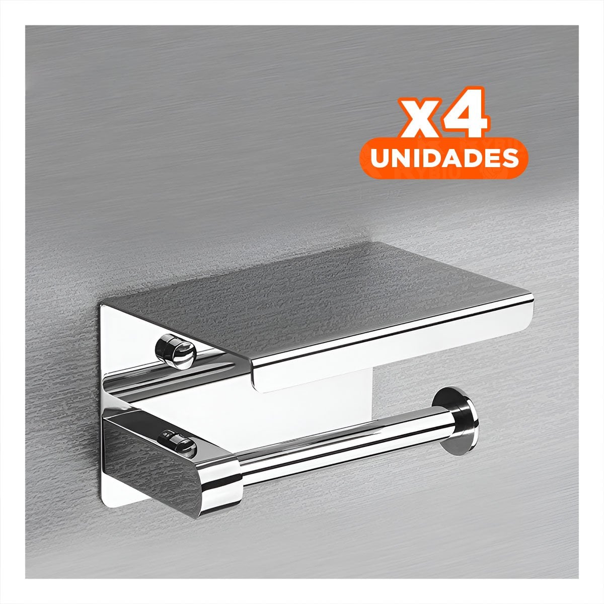 PACK4 SUJETADOR PARA PAPEL HIGIENICO CON SOPORTE FIRME PARA PARED PLATEADO ECO Y+PAPEL REGALO - 1