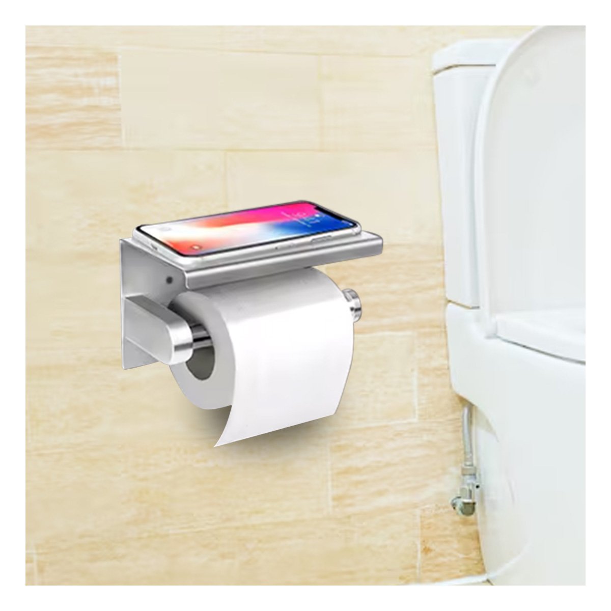 PACK4 SUJETADOR PARA PAPEL HIGIENICO CON SOPORTE FIRME PARA PARED PLATEADO ECO Y+PAPEL REGALO - 2