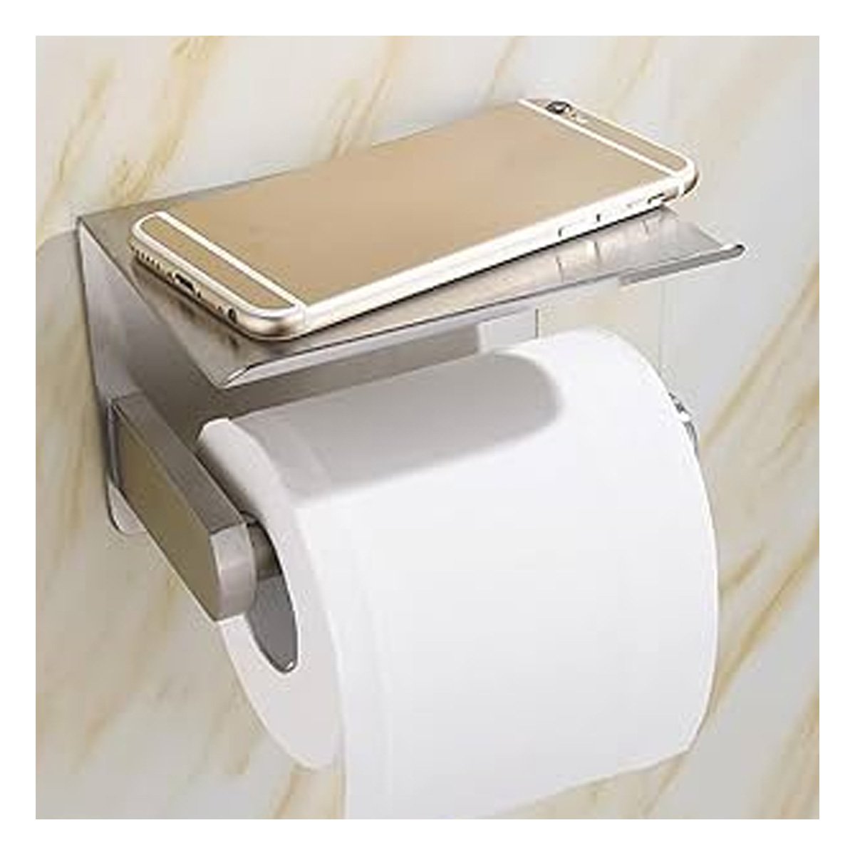PACK4 SUJETADOR PARA PAPEL HIGIENICO CON SOPORTE FIRME PARA PARED PLATEADO ECO Y+PAPEL REGALO - 5