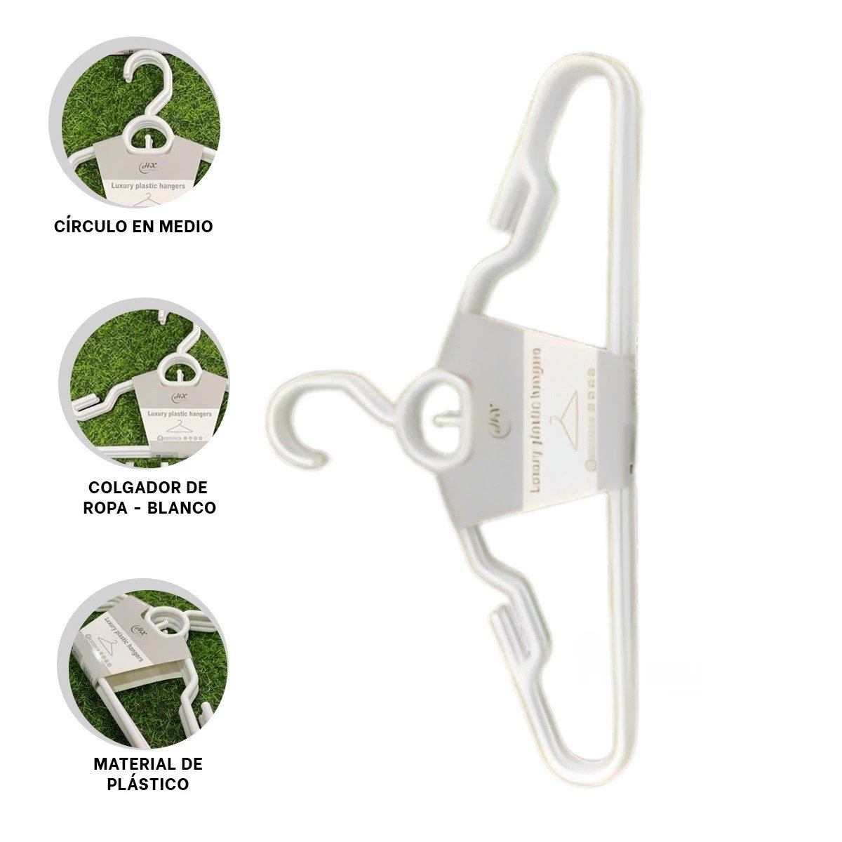 SUJETADOR BLANCO DE PLASTICO CON ABERTURA CIRCULAR DE 4 PIEZAS Y+POST IT - 5