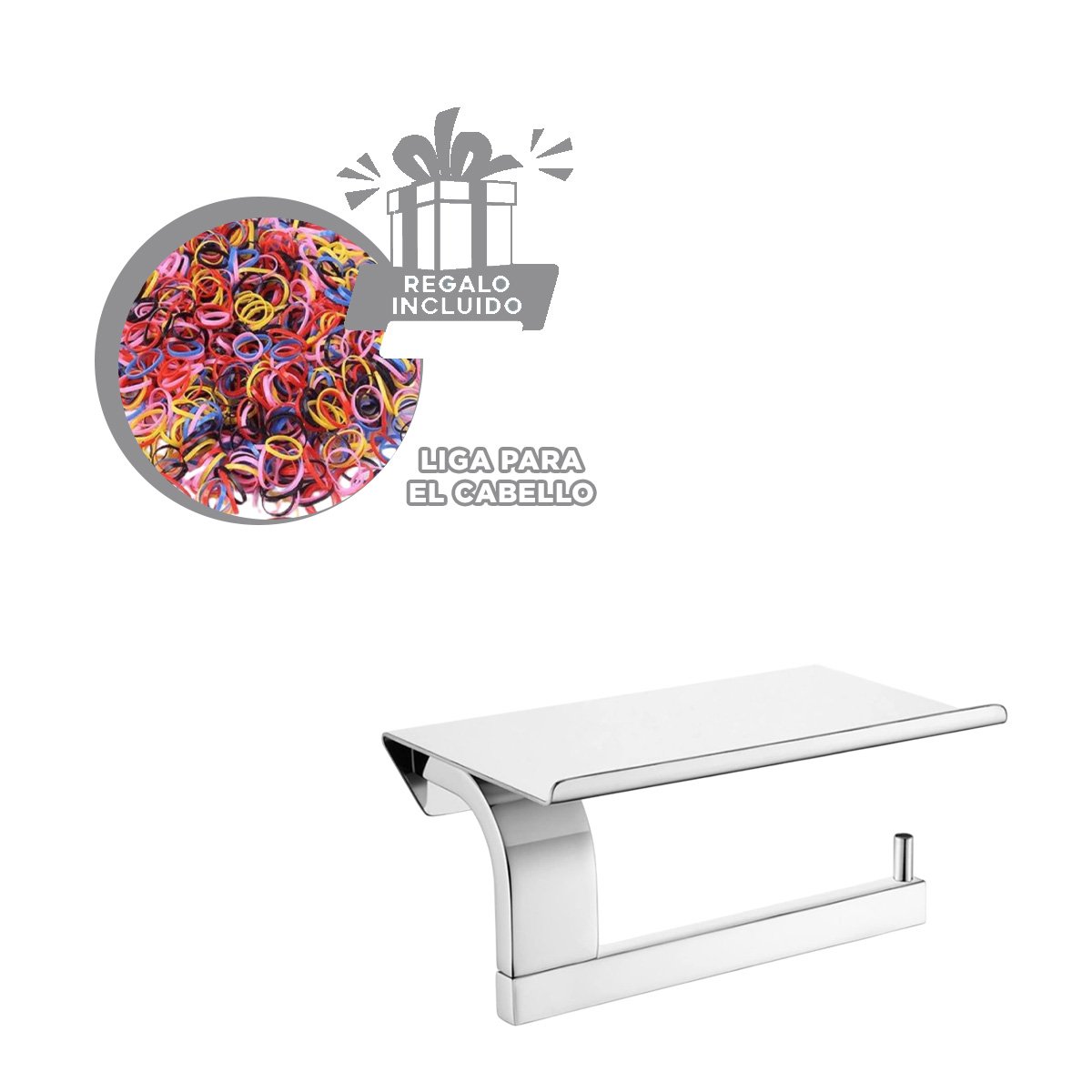 SOPORTE PARA PAPEL HIGIENICO CON BASE ESTABLE PARA PARED NEGRO TOP Y+LIGAS REGALO - 2