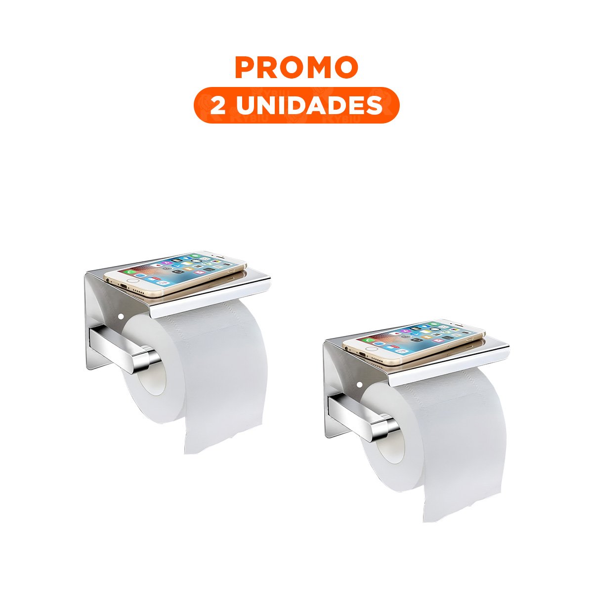 PACK2 SUJETADOR PARA PAPEL HIGIENICO CON BASE ESTABLE PARA PARED PLATEADO MAX Y+REGALO STICKER - 1