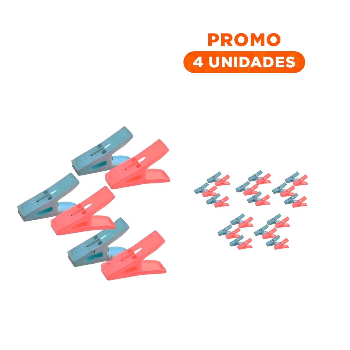PACK4 GANCHOS CUADRADOS PARA COLGAR ROPA MULTICOLOR CON CUERDA PARA USO EN CASA - 1