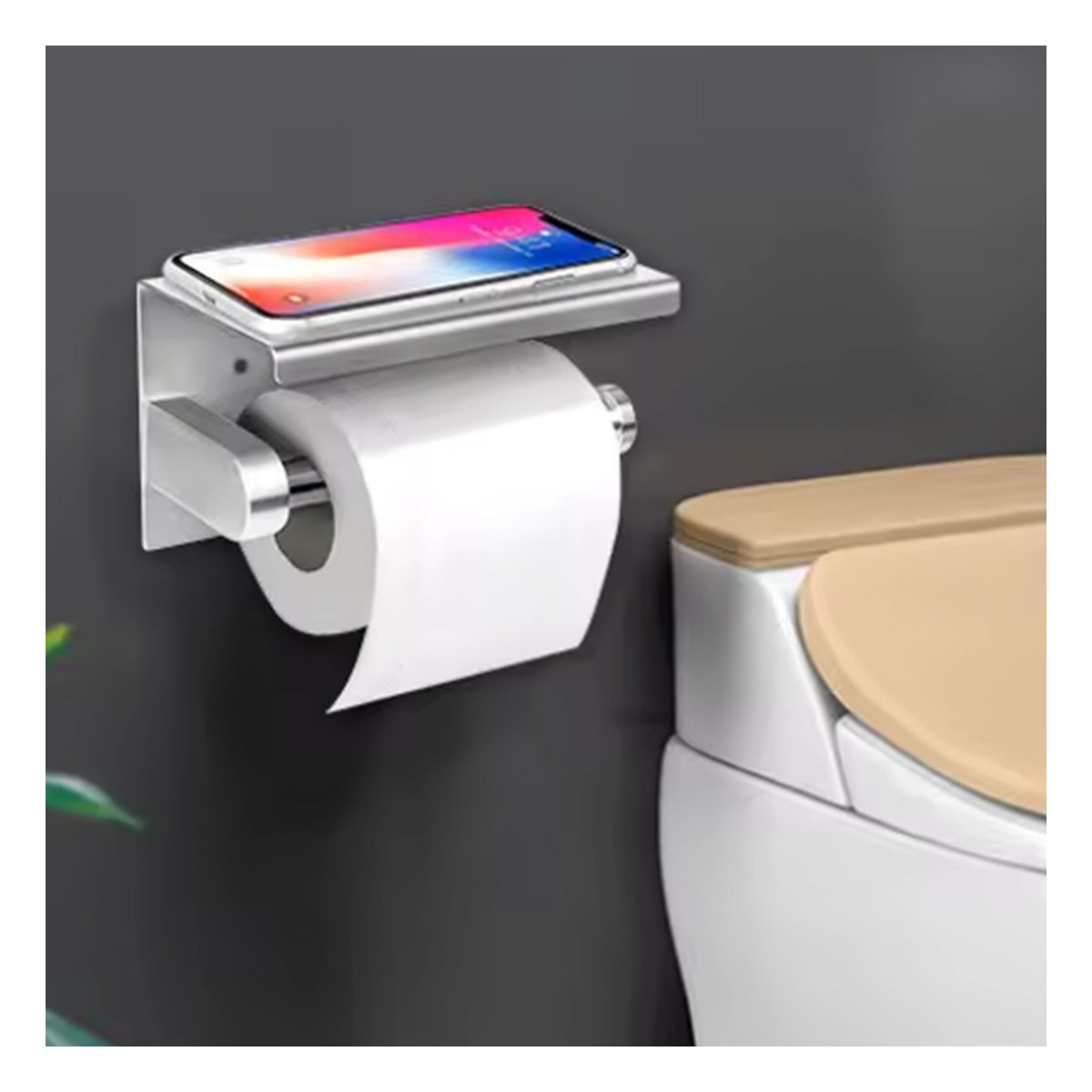 PACK6 DISPENSADOR PARA PAPEL HIGIENICO CON BASE RESISTENTE PARA PARED PLATEADO Y+PAPEL REGALO - 5