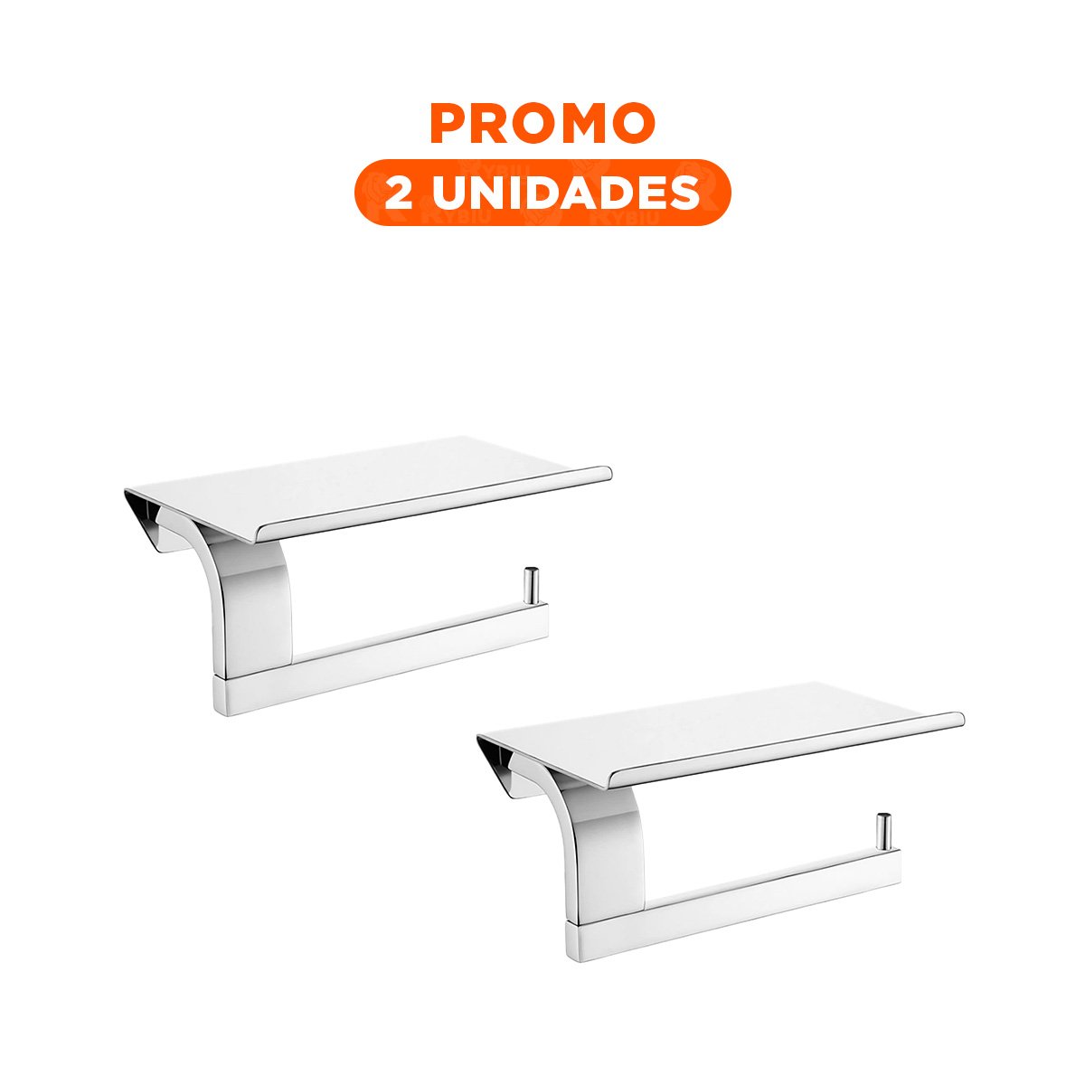 PACK2 SUJETADOR PARA PAPEL HIGIENICO PARA PARED ESTILO MODERNO METAL PLATEADO Y+REGALO STICKER - 1