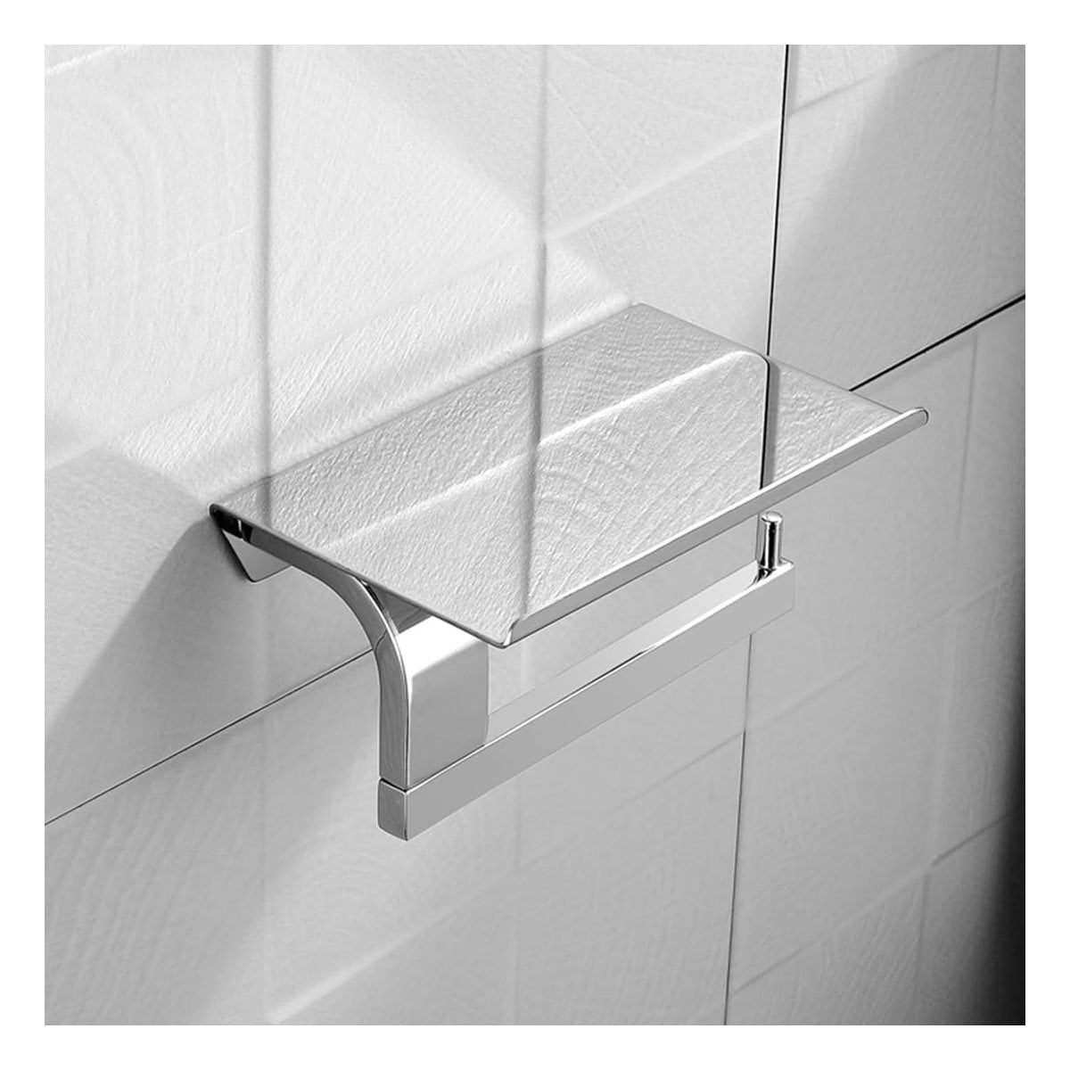 SOPORTE PARA PAPEL HIGIENICO CON BASE ESTABLE PARA PARED PLATEADO TOP Y+LIGAS REGALO - 3