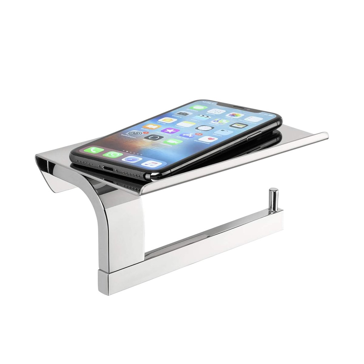 SOPORTE PARA PAPEL HIGIENICO CON BASE ESTABLE PARA PARED PLATEADO TOP Y+LIGAS REGALO - 5