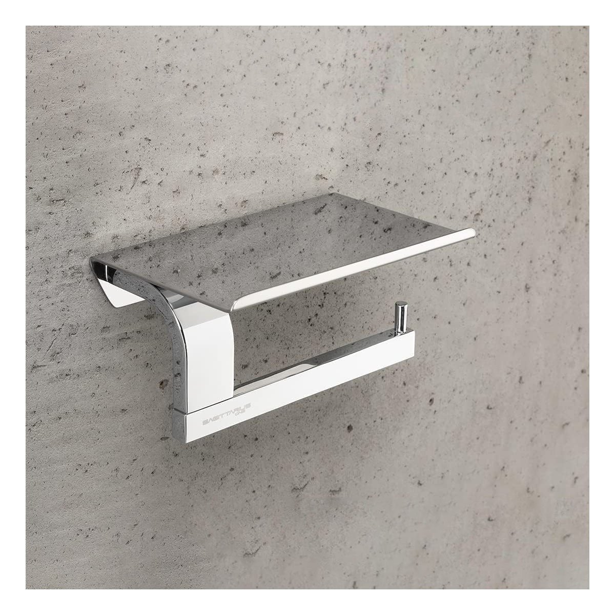 SOPORTE PARA PAPEL HIGIENICO CON REPISA SUPERIOR PARA PARED NEGRO MAX Y+REGALO STICKER - 3