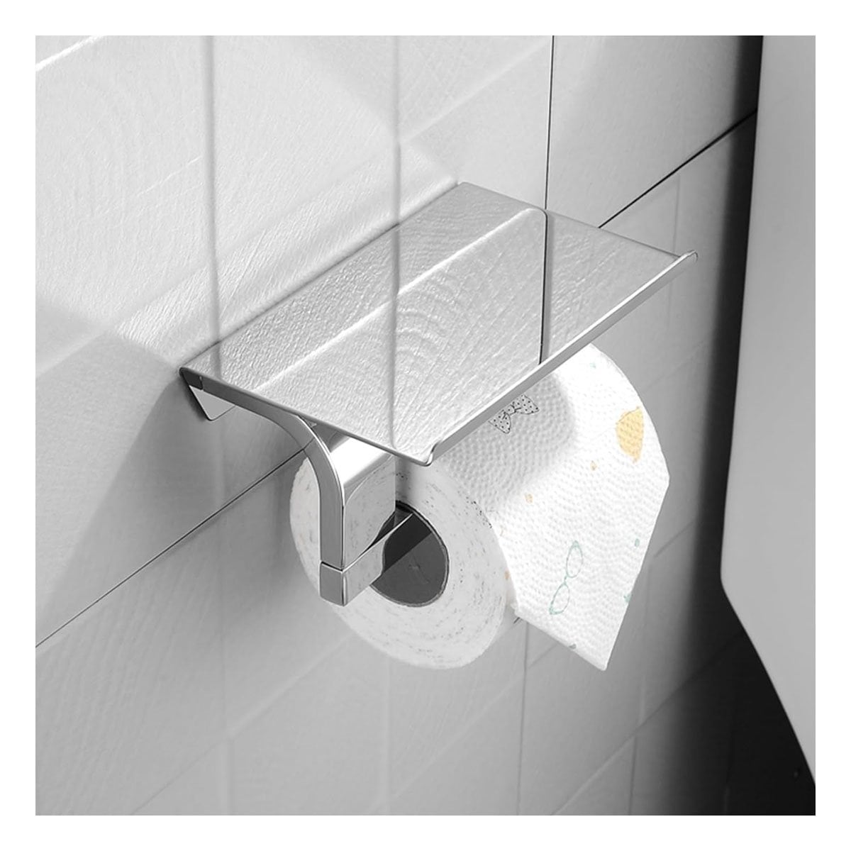SOPORTE PARA PAPEL HIGIENICO CON DISENO MODERNO PARA PARED PLATEADO ECO Y+POST IT - 3