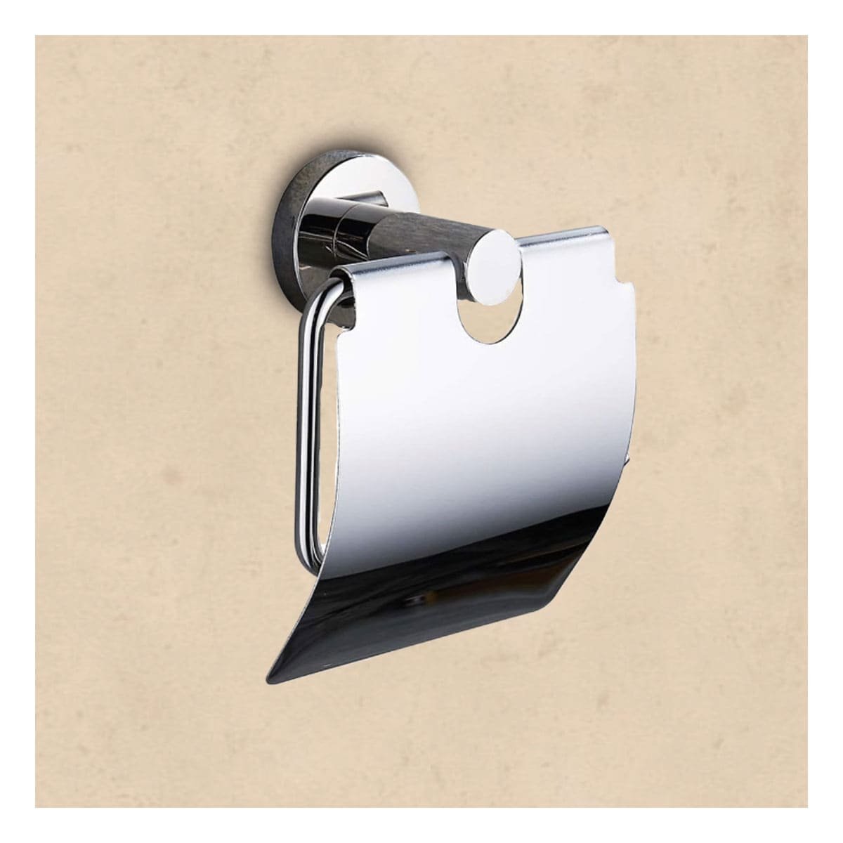 SOPORTE PARA PAPEL HIGIENICO CON TAPA PARA PARED ACERO PLATEADO HOGAR PLUS - 3
