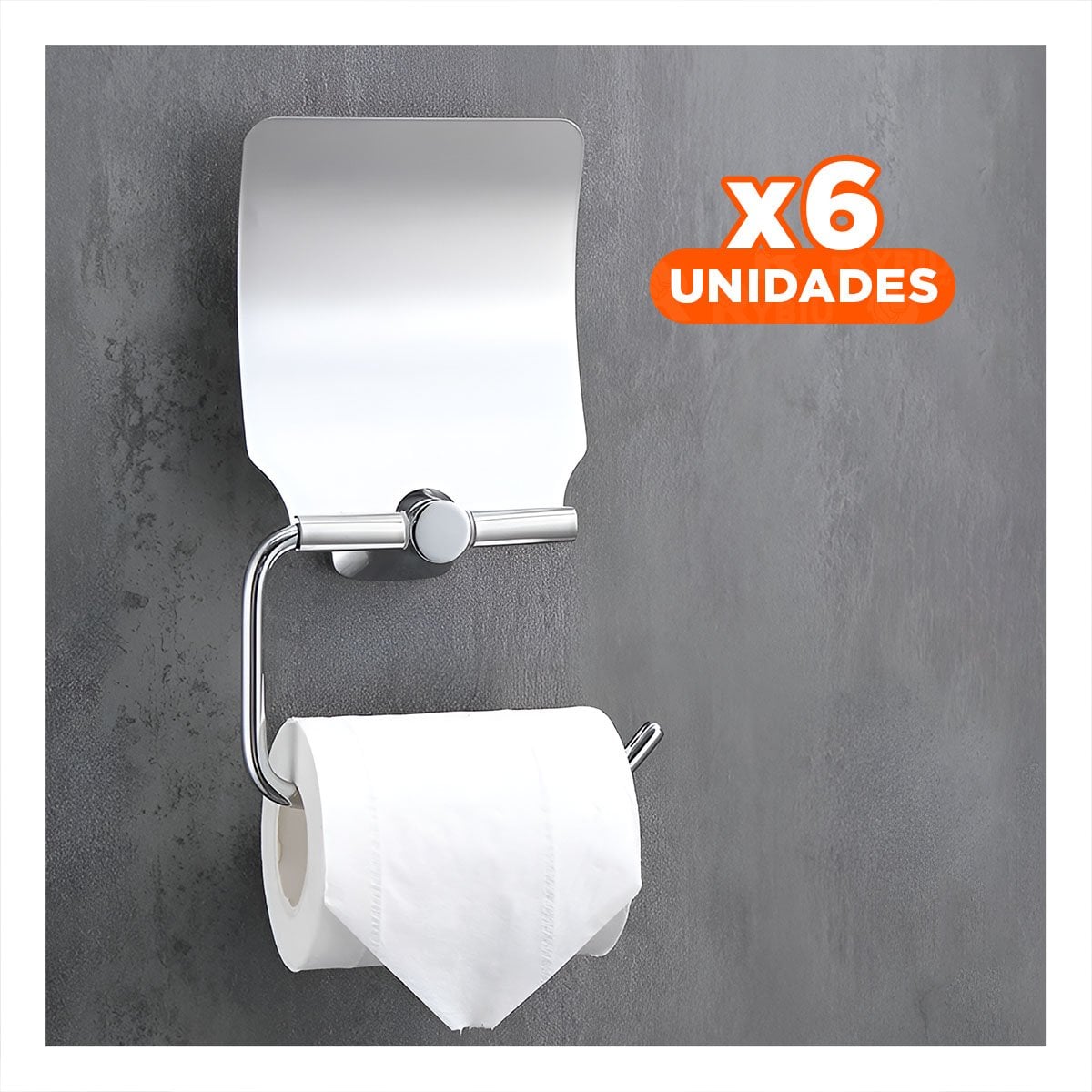 PACK6 DISPENSADOR PARA PAPEL HIGIENICO CON BASE RESISTENTE PARA PARED PLATEADO Y+PAPEL REGALO - 1