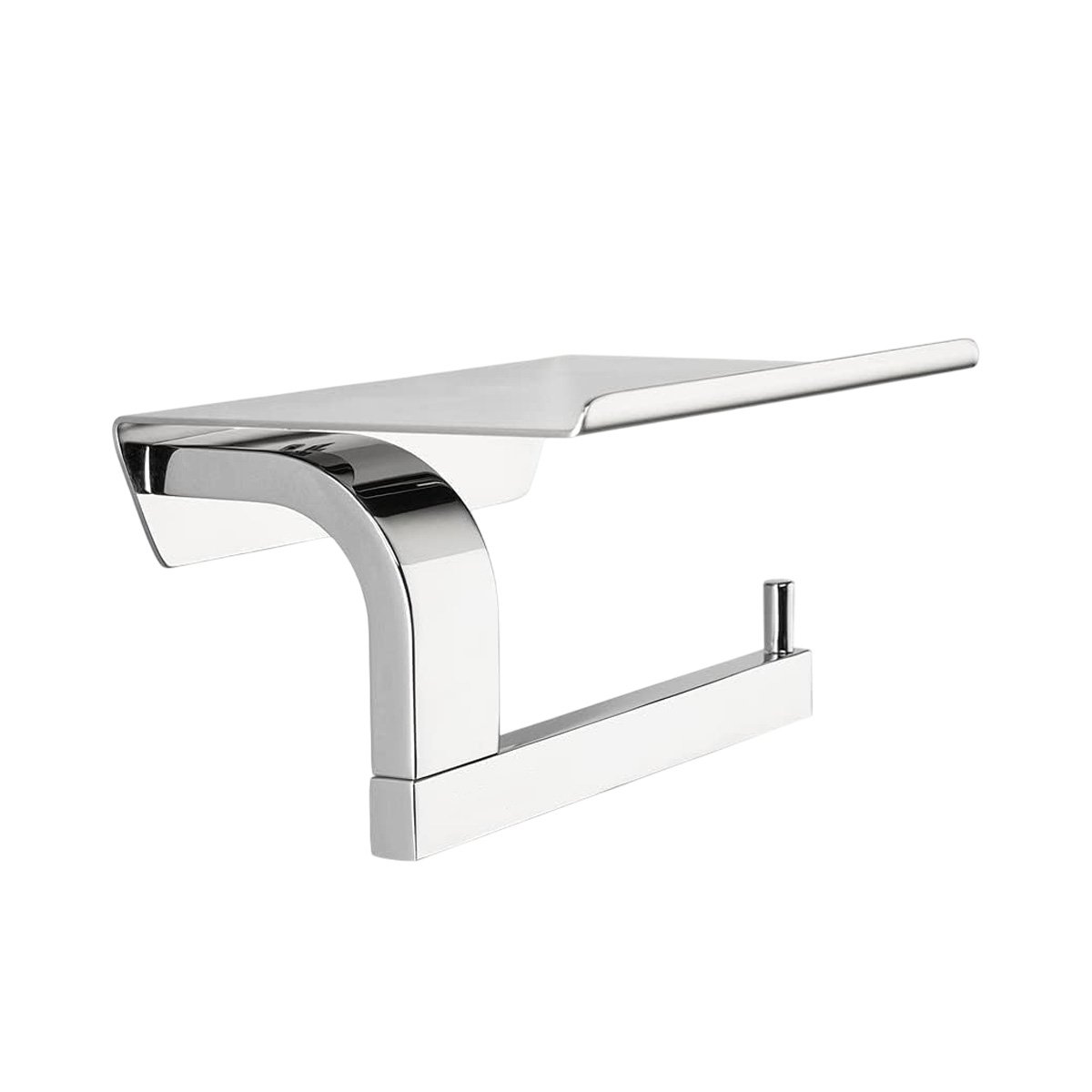 SOPORTE PARA PAPEL HIGIENICO CON REPISA SUPERIOR PARA PARED PLATEADO MAX Y+REGALO STICKER - 1