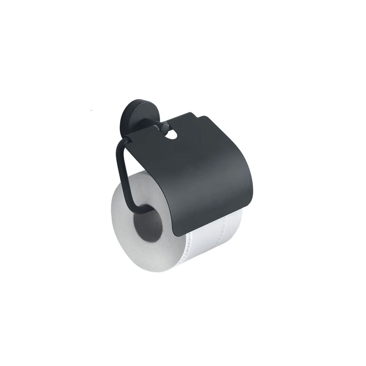 SOPORTE PARA PAPEL HIGIENICO CON CUBIERTA SUPERIOR PARA PARED NEGRO MAX Y+REGALO STICKER - 1