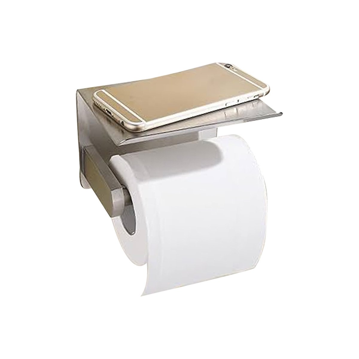 SOPORTE PARA PAPEL HIGIENICO CON BASE ESTABLE PARA PARED PLATEADO TOP Y+LIGAS REGALO - 5