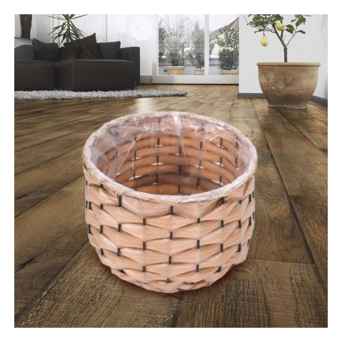 CESTO ENTRELAZADO CON FORRO INTERIOR DECORACION HOGAR PARA USO DIARIO Y+PAPEL REGALO - 2